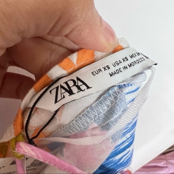 ZARA Tropical Floral Print midi backless Dress size XS - Picture 7 of 7